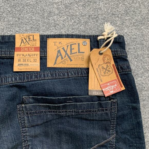 Axel Jeans Mens 38 Blue Stretch Straight Leg Dark Addison 17" Leg Opening - Picture 11 of 13